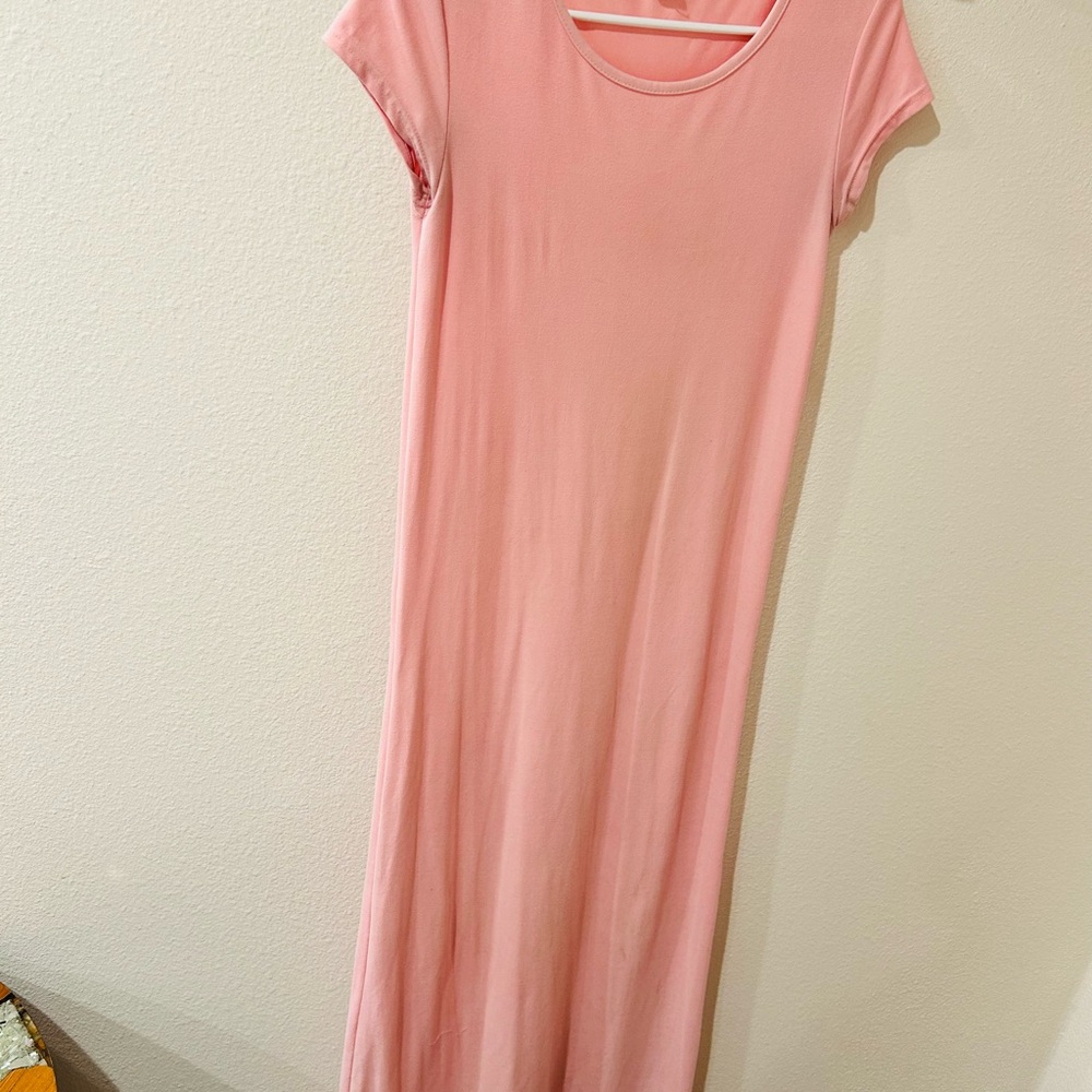 Pink Raglan Sleeve Sheath Maxi Dress